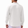 thumbnail image 3 of Havenx Mens Henley Shirt Roll-Up Long Sleeve Button Up Shirts Band Collar Textured T Shirt Summer Lightweight Loose Fit Casual Tees,White 2XL, 3 of 5