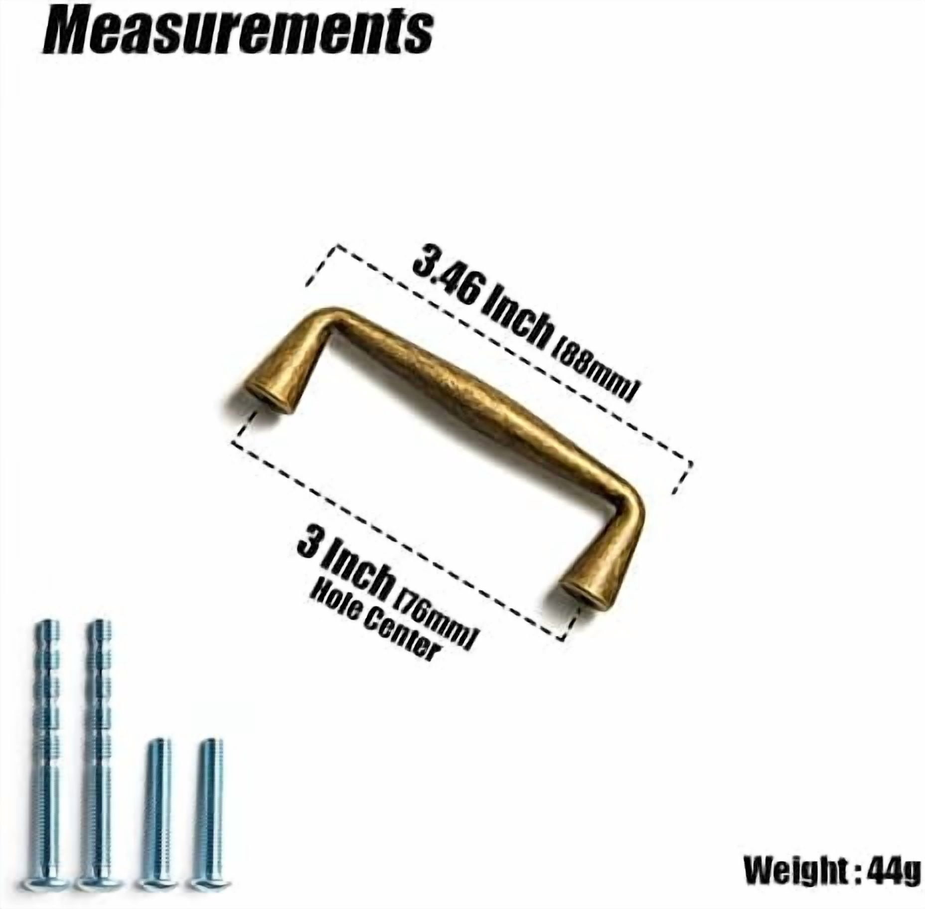 Vintage Retro Antique Brass Zinc Alloy Cabinet Handles - 3''(76mm) Hole Center Affordable Luxury Cabinet Pull Hardware for Bedroom, Kitchen, 6 Pack……