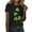 Black, variant on WXLWZYWL St. Patrick'S Day Women'S Green Clover Print Short Sleeve Summer Loose Round Neck White T-Shirt
