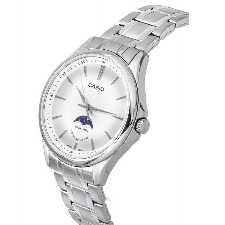 Casio Men's 20mm Stainless Steel Moon Phase Wristwatch