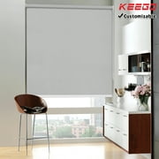 Keego Roller Shades for Home Windows Blinds 100% Blackout Privacy Customizable Color and Size Grey 34"w x 68"h