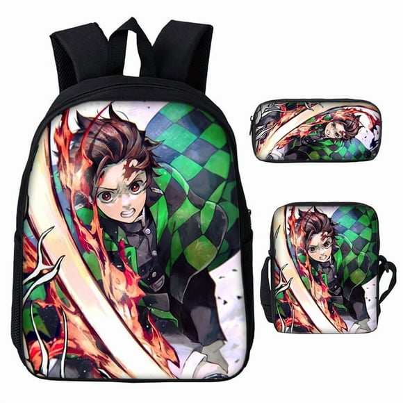 3D Demon Slayer Backpack Cartoon Backpack Three-Piece Printing