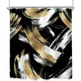 thumbnail image 4 of Abstract Modern Black Gold Shower Curtain Set Minimalist Neutral Contemporary Aesthetic Geometric Simple Art Waterproof Bathroom Curtain with Hooks-48"W x 72"L (Pack of 1), 4 of 7