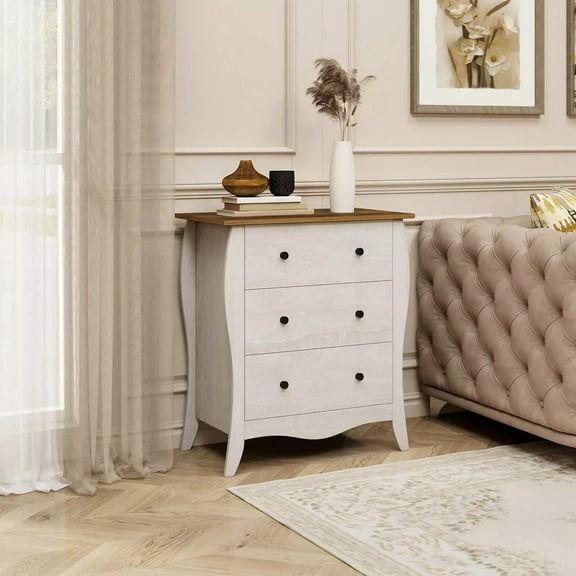 Harmijoy 30" Farmhouse Chest of Drawers with 3 Folding Fabric Drawers & Anti-tipping Kit
