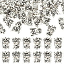 60 Pcs with Beads Tibetan Style Alloy Beads 16mm long Silver Spacer Beads European Beads Large Hole Loose Beads Metal Beads for DIY Bracelet Jewelry Making Handmade