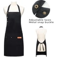 thumbnail image 4 of 2 Pack Chef Aprons Black Kitchen Bid Apron, Adjustable Waterproof Oil Resistant Chef Cooking Kitchen Aprons with Pockets, 4 of 8
