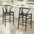 thumbnail image 6 of Farini Wishbone Counter Height Barstool, Fully Assembled Weave Bar Chair with Wooden Frame, for Kitchen Island, Dining Room, Bar, Single, Black, 6 of 7