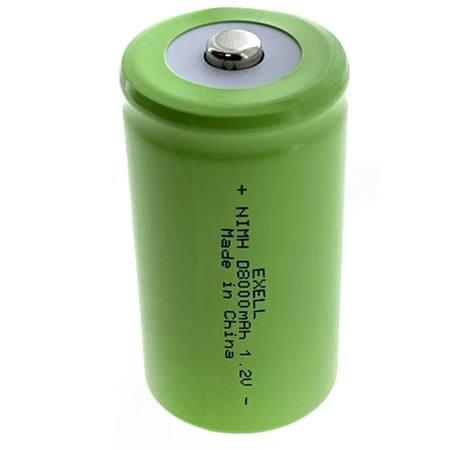 Exell D Size Rechargeable Battery 8000mAh NiMH 1.2V Button Top