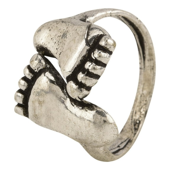 Efulgenz Boho Vintage Gypsy Indian Oxidized Silver Statement Adjustable Foot Print Motif Midi Knuckle Ring/Toe Ring Jewelry
