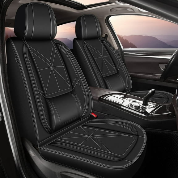 DIKSOAKR Car Seat Covers Full Set Fit For Jeep Patriot 2010-2017 Waterproof Fashion Faux Leather Seat Covers 5 Seats Auto Interior Protectors(Black)