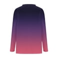 thumbnail image 4 of Womens Summer Plus Size Tops Daily V-neck Solid Color Long Sleeved Purple Pullover Shirts Casual Blouses L-5XL, 4 of 5
