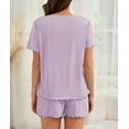 thumbnail image 5 of Loritta Womens Pajama Sets Knit Short Sleeve Shorts Lounge Sets Breathable 2 Piece Pjs with Pockets Mother's Day Gifts Sets Summer&nbsp;Purple S-2XL, 5 of 7