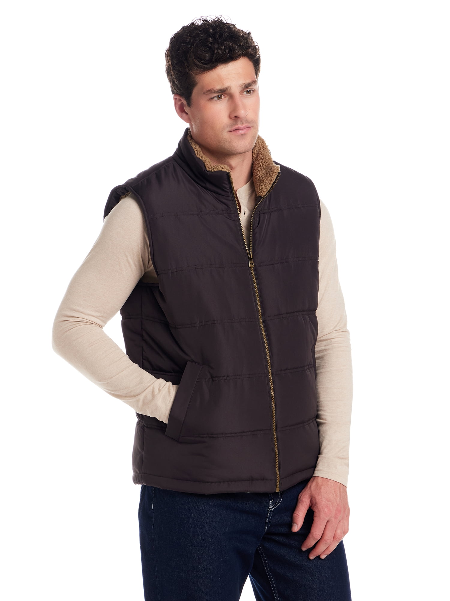 Frontier Threads Men's Sherpa Lined Horizontal Quilted Vest