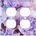 thumbnail image 3 of Metal Light Switch Plate Outlet Cover Flower White Rose Purple ROS013, 3 of 13