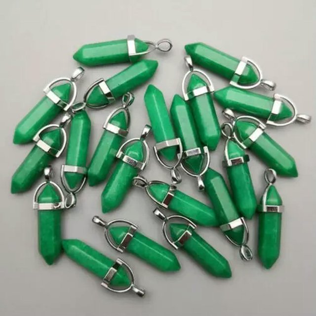 HOOUN Natural Stone 100pcs Malaysian Jade Pendants Hexagonal Pillar Pendulum Necklaces