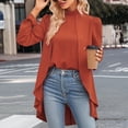 thumbnail image 2 of Blusa con dobladillo asimétrico falso, 2 piezas falsas, manga larga, cuello alto, blusa falsa de manga larga, resultados impresionantes, 2 of 8