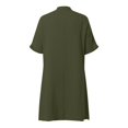 thumbnail image 5 of Asgosdo Dresses for Women Cotton Short Sleeve Botton Loose Fit Casual Comfy Midi Dress with Pockets, 5 of 5