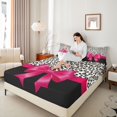 thumbnail image 4 of Homewish Cartoon Ribbon Bowknot 3pcs Twin Sheet Sets For Children Teens Girls,Abstract Cheetah Print Twin Fitted Sheet,Dreamy Princess Breathable Flat Sheet,Microfiber Bedroom Decor, 4 of 7