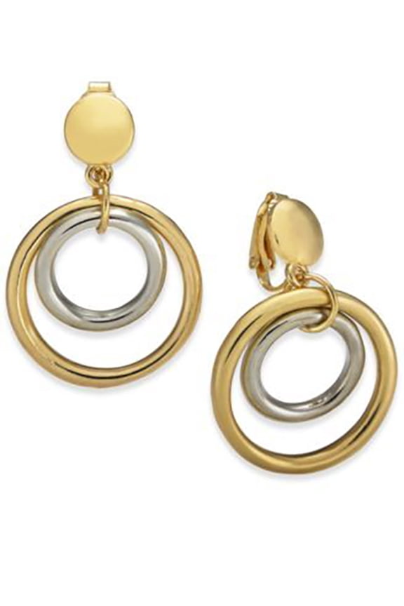 New Charter Club Two-Tone Circle Drop Clip-on Earrings $29.50