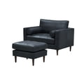 thumbnail image 4 of Crafters and Weavers Alamo Contemporary Italian Leather Arm Chair in Slate, 4 of 6