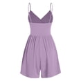 thumbnail image 4 of Staron Summer Rompers for Women Casual Sleeveless Athletic Jumpsuit Solid Color Comfy Pullover Shorts, Purple L, 4 of 4