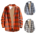 thumbnail image 4 of CHEEREAM Plaid Long Sleeve Shirts for Men Casual Button Down Shirt Jacket Lapel Loose Fit Fall Flannel Shacket with Pocket Blue M, 4 of 4