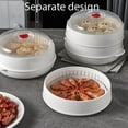 thumbnail image 3 of Microwave Oven Steamer, Round & Square Microwave Oven Steamer with transparent lid, Large Capacity Easy to Clean for Cooking Dumplings, Vegetable (Square single layer), 3 of 8
