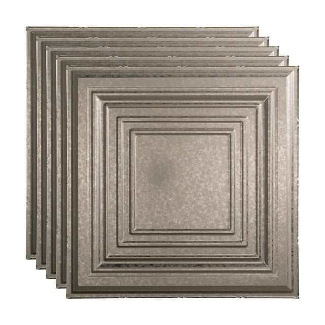 FASÄDE Traditional 3 Decorative Vinyl 2ft x 2ft Lay in Ceiling Panel in Galvanized Steel (5 Pack)
