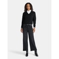 thumbnail image 2 of Time and Tru Women's Ribbed Panel V-Neck Sweater with Long Sleeves, Midweight, Sizes XS-XXXL, 2 of 5