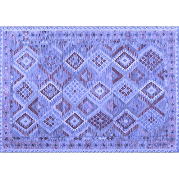 Ahgly Company Indoor Rectangle Abstract Blue Contemporary Area Rugs, 2' x 4'