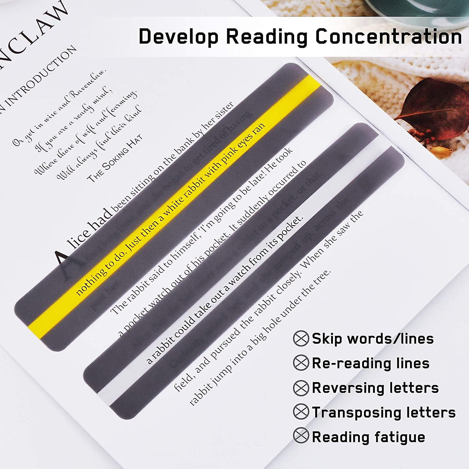 Règle De Lecture Pour Dyslexie - 8 Bandes Colorées | Guide De Suivi | Réduction Stress Visuel