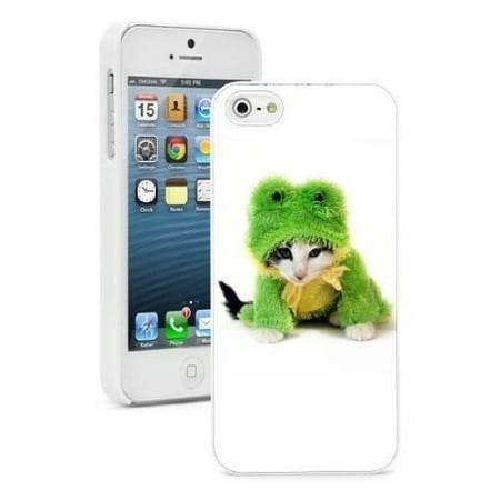 Apple iPhone 6 6s Hard Color Back Case Cover Protector Cute Kitten in Frog Costume (White)