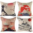 thumbnail image 1 of Funda de cojín japonesa MT. Fuji Ukiyo-e Funda de almohada Sofá Coche Hogar Cama Decoración 45x45cm, Juego de 4 piezas JAMW Sencillez, 1 of 5