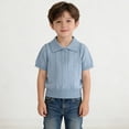 thumbnail image 4 of GiLiling Kids Collared Knit Shirt - Short Sleeve Solid Color Lightweight Sweater Polo Top for Boys Girls Summer Wear (Sky Blue, 8-9 Years), 4 of 6