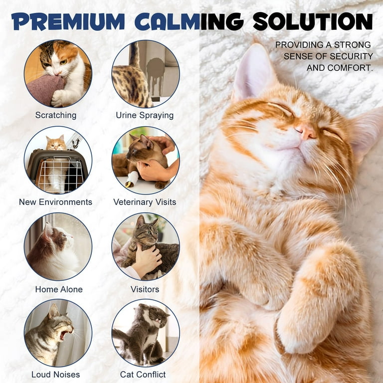 Oimmal Cat Calming Pheromone Diffuser 90 Days Supply Kit 48 ml for Cat Anxiety Relief Spraying Scratching Calming Diffuser Refill for Cat and