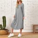 thumbnail image 4 of Women's Casual T-shirt Style Long-Sleeved Dress with Pockets for Autumn rouge color XXL, 4 of 4