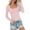 Pink, variant on Lace Trim Open Collar Long Sleeve Top Slim Fit Base Layer Shirt For Women Elegant Style S Size Yellow