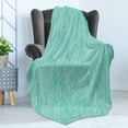 thumbnail image 4 of Teal Soft Flannel Fleece Blanket, Abstract Design Leaves Plants Wavy Tangled Pattern Doodle Style Monochromic Artwork Print, Cozy Plush for Indoor and Outdoor Use, 50" x 60", Green, by Ambesonne, 4 of 5
