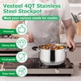 thumbnail image 4 of Vesteel 4 QT Stock Pot, Tri-Ply Bottom Stainless Steel Cooking Pot with Visible Lid, Induction Soup Pot Compatible with All Stoves, Stockpot for Stewing Simmering Boiling, Dishwasher Safe, 4 of 7