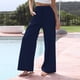 thumbnail image 3 of Pantalones De Pierna Ancha Pantalones holgados de mujer Pantalones casuales de lino de algodón sólido Pantalones (Azul marino XXXL) Ygjytge para Mujer Azul marino T XL, 3 of 6