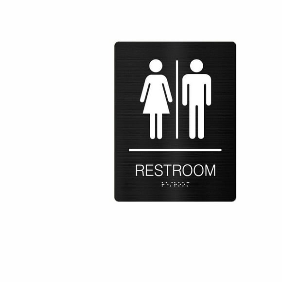 Letrero de baño de acero inoxidable con braille de 15 x 20 cm (2 unidades)