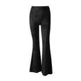 thumbnail image 4 of DuAnyozu Womens Warm High Waist Velvet Bell Bottom Wide Leg Pants Trouser, 4 of 5