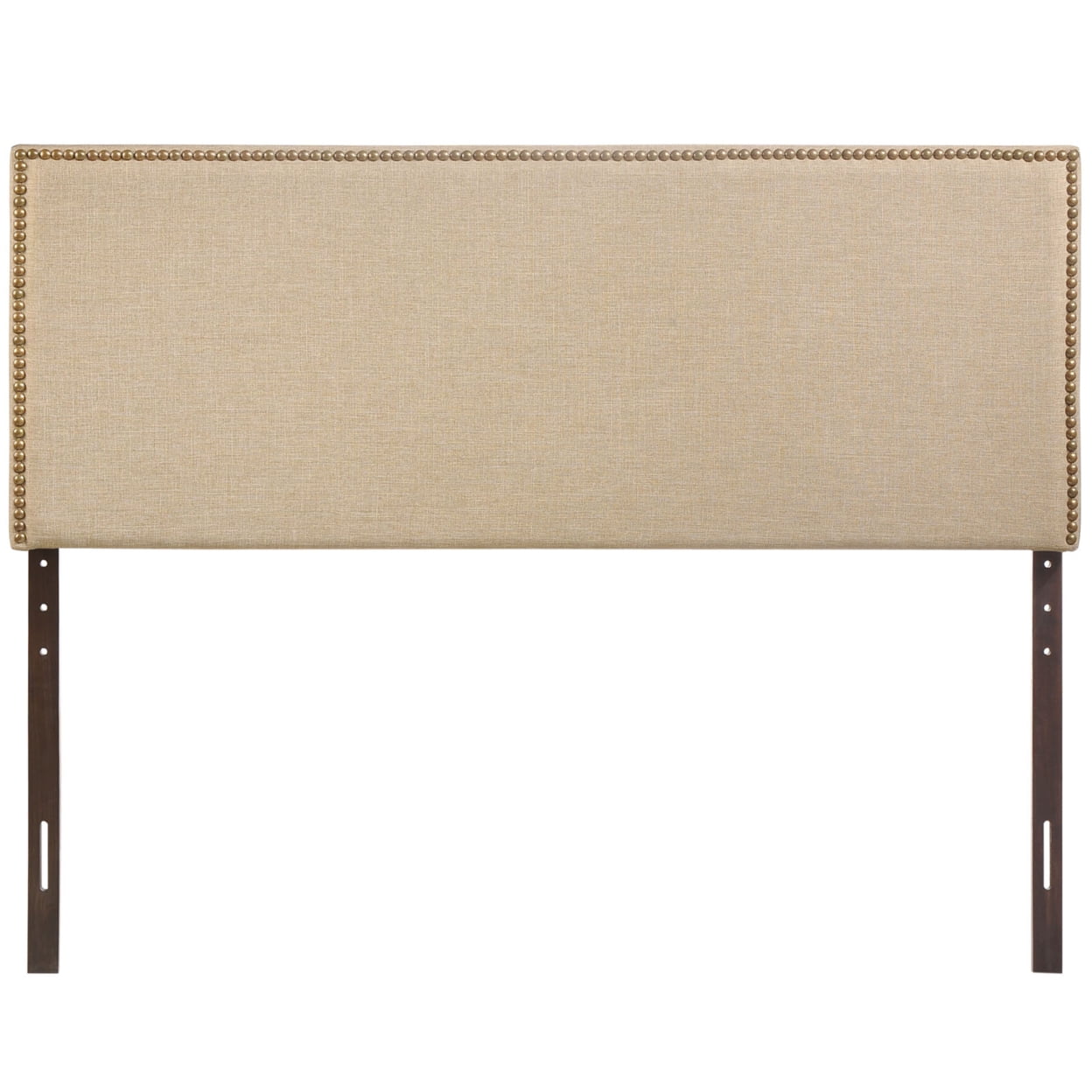 Modway Region Nailhead Queen Upholstered Linen Fabric Headboard in Cafe Brown