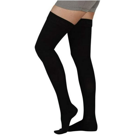Juzo 2000AGFFSB53 I Soft 15-20 mmHg Full Foot Thigh High Compression Stockings With Lace Silicone Border - Chocolate44 I - Extra Small