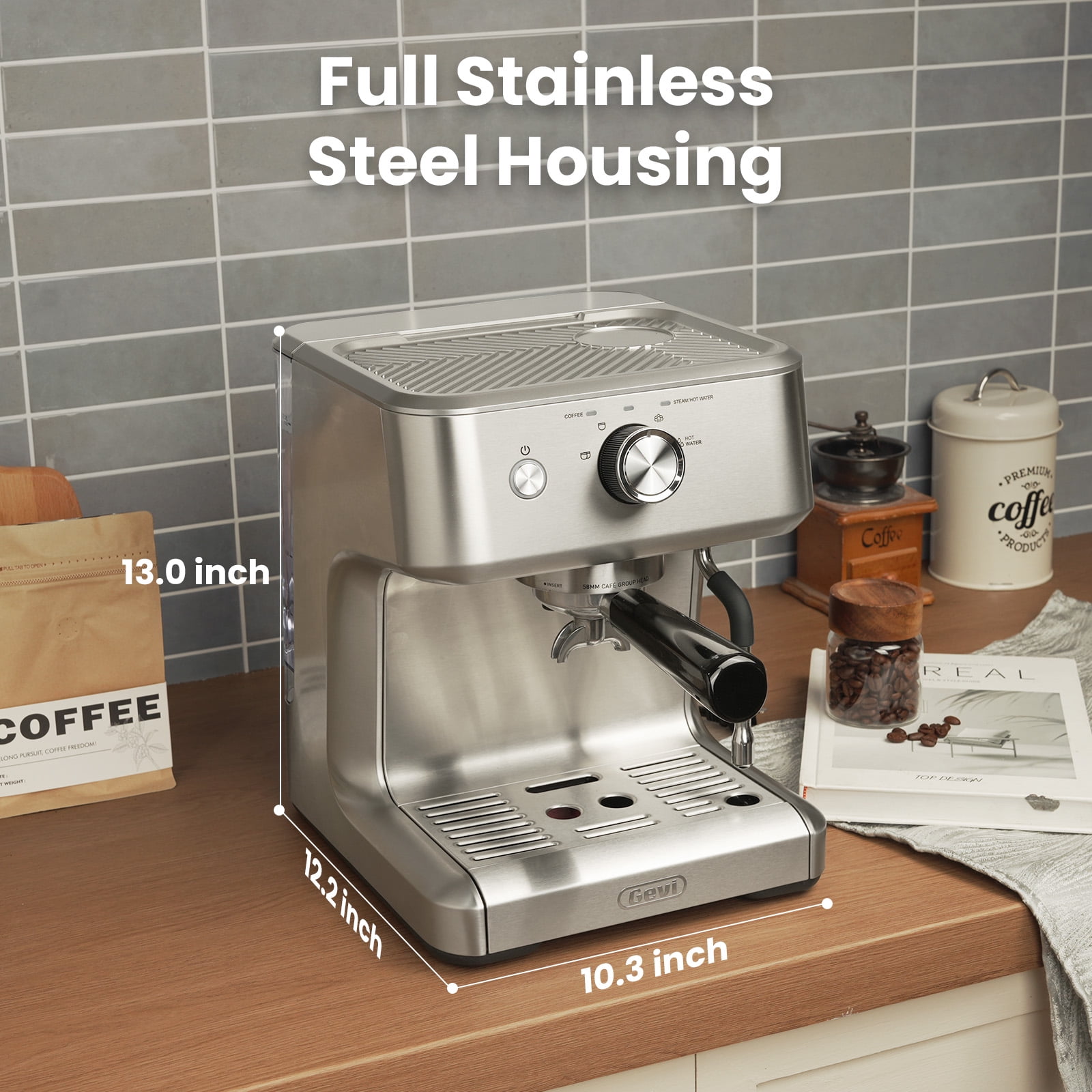 GEVI Ezbru 1000 Espresso Coffee Maker Machine with Pre-infusion