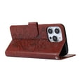 thumbnail image 5 of Case for iPhone 14 Pro Wallet Case for Women with Card Holder Butterfly Embossed Clover Rose Flower Flip PU Leather Magnetic Phone Cover Kickstand with Lanyard For iPhone 14 Pro, Brown, 5 of 8