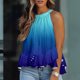 thumbnail image 2 of Playeras,Blusas y Tops,Ropa para Mujer Tank Top Vestido Camisa informal para mujer, camiseta sin mangas con estampado elegante, blusas con cola de volantes, túnica fluida de verano (Blue, M), 2 of 4