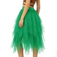 thumbnail image 5 of DAETIROS Kids Girl's Green Tutu Skirt, Asymmetrical Layered Tulle Skirt for Party, Dance & Dress Up | Princess Elastic Waist Skirt | Ages 4-12,Size 4-5T, 5 of 6