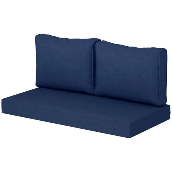 Patio Furniture Cushions, Thick Outdoor Loveseat Cushions with Removable Cover, Fade-Resistant Replacement Cushions, Navy Blue