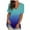 Blue, variant on Plus Size Tops for Womens,Fashion Women's Casual Gradient V-neck Short Sleeve Loose T-shirt Tops